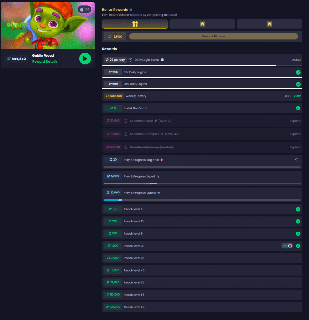 Goblins Wood – FreeCash offer (Currently Testing)