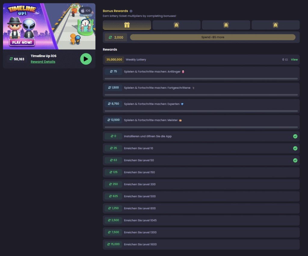 Timeline Up – FreeCash offer